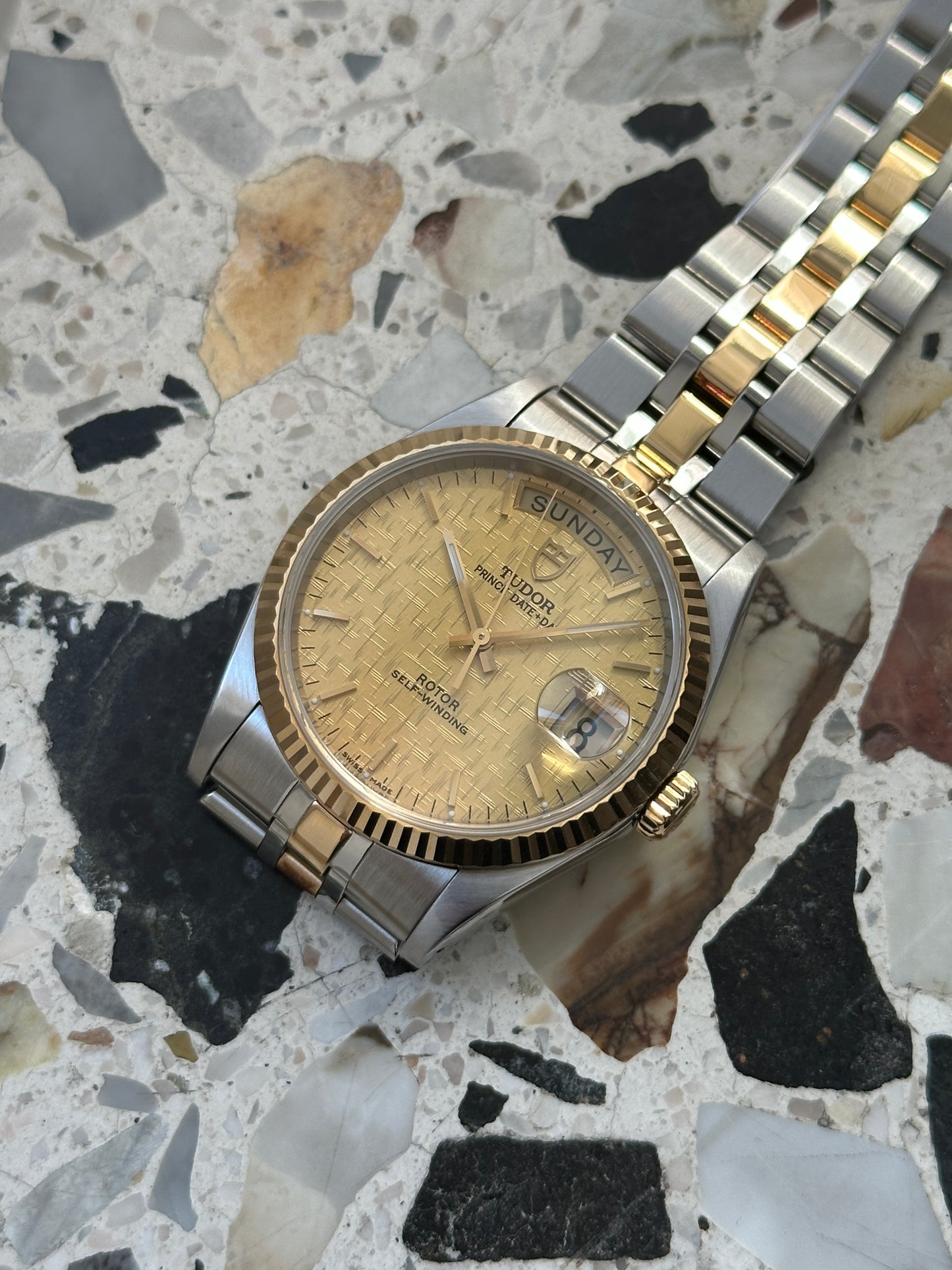 Tudor Prince Date Day (Full Set) 76213 - Gold Linen Dial