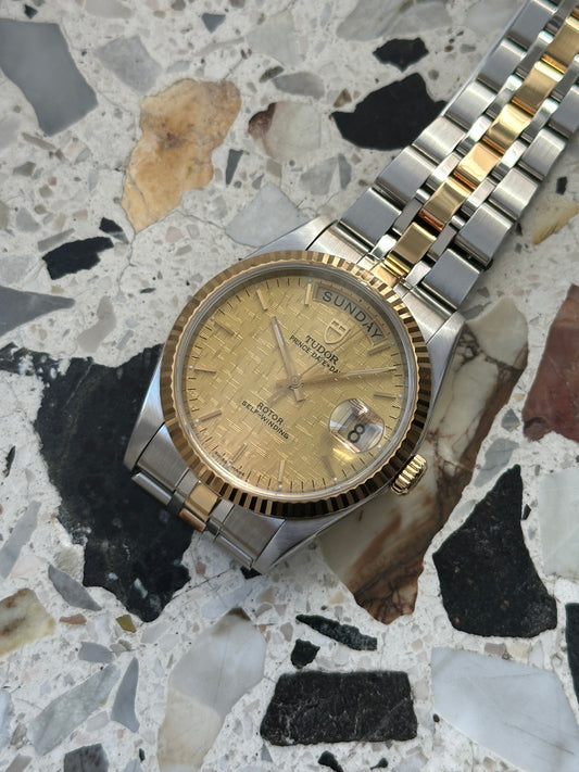 Tudor Prince Date Day (Full Set) 76213 - Gold Linen Dial