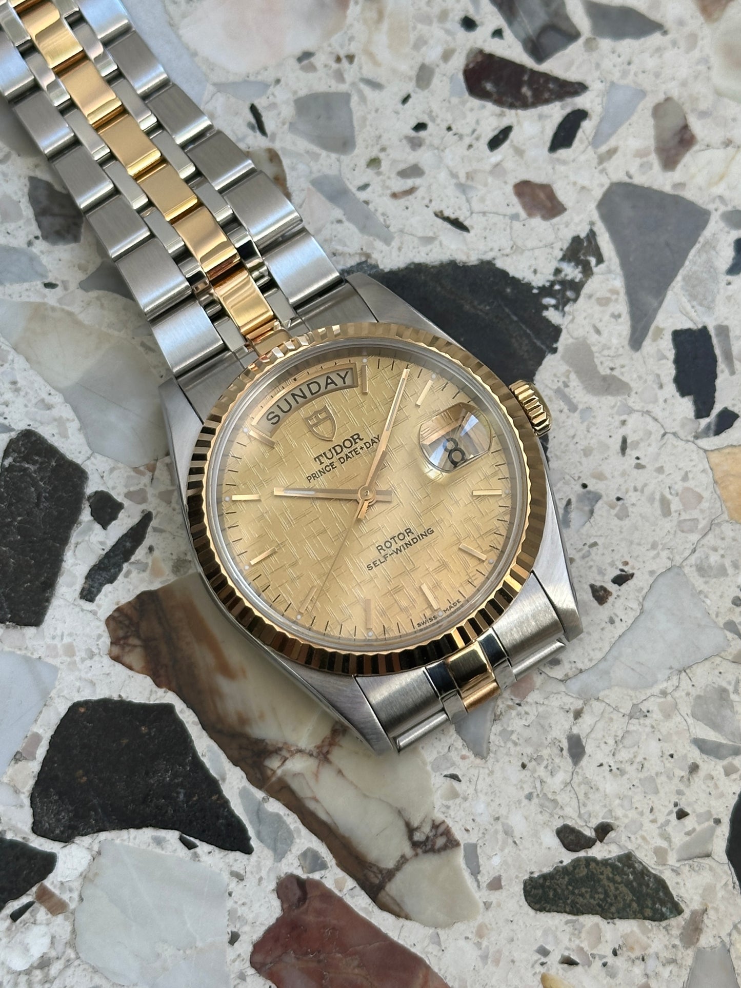 Tudor Prince Date Day (Full Set) 76213 - Gold Linen Dial