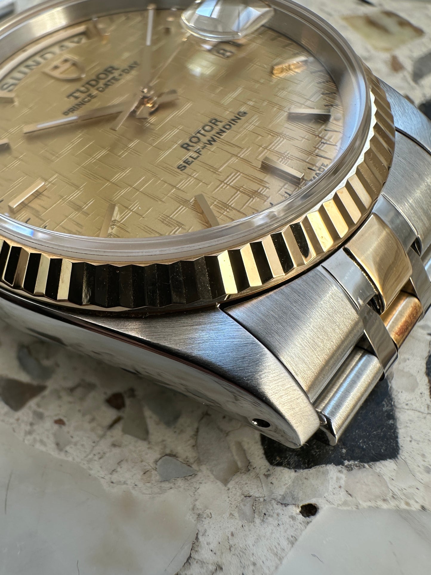 Tudor Prince Date Day (Full Set) 76213 - Gold Linen Dial