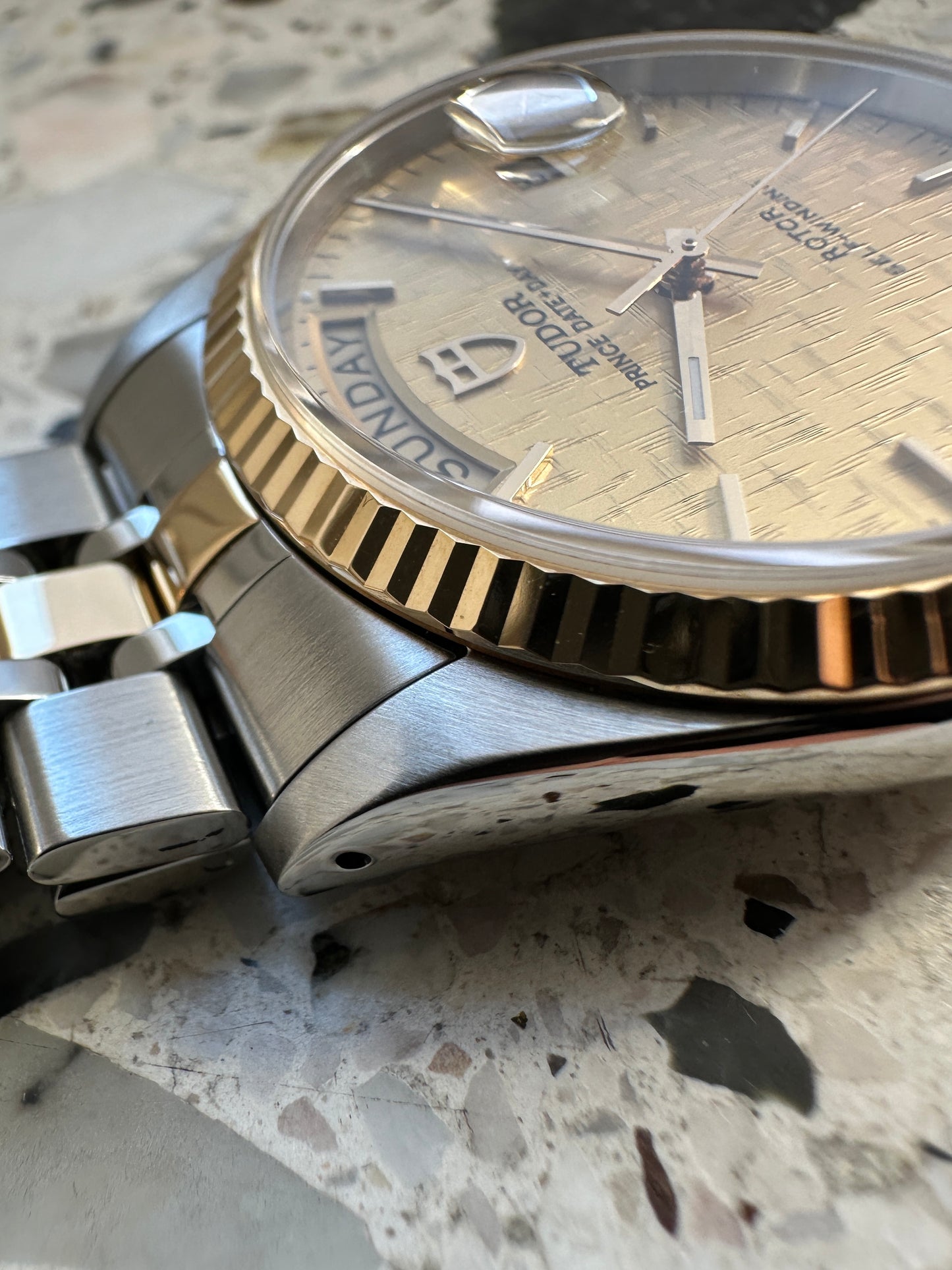 Tudor Prince Date Day (Full Set) 76213 - Gold Linen Dial
