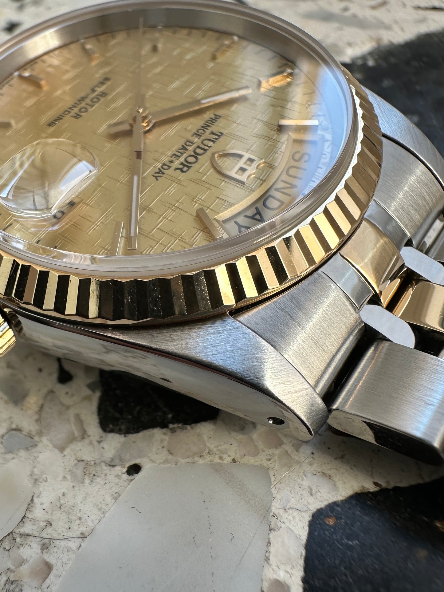 Tudor Prince Date Day (Full Set) 76213 - Gold Linen Dial