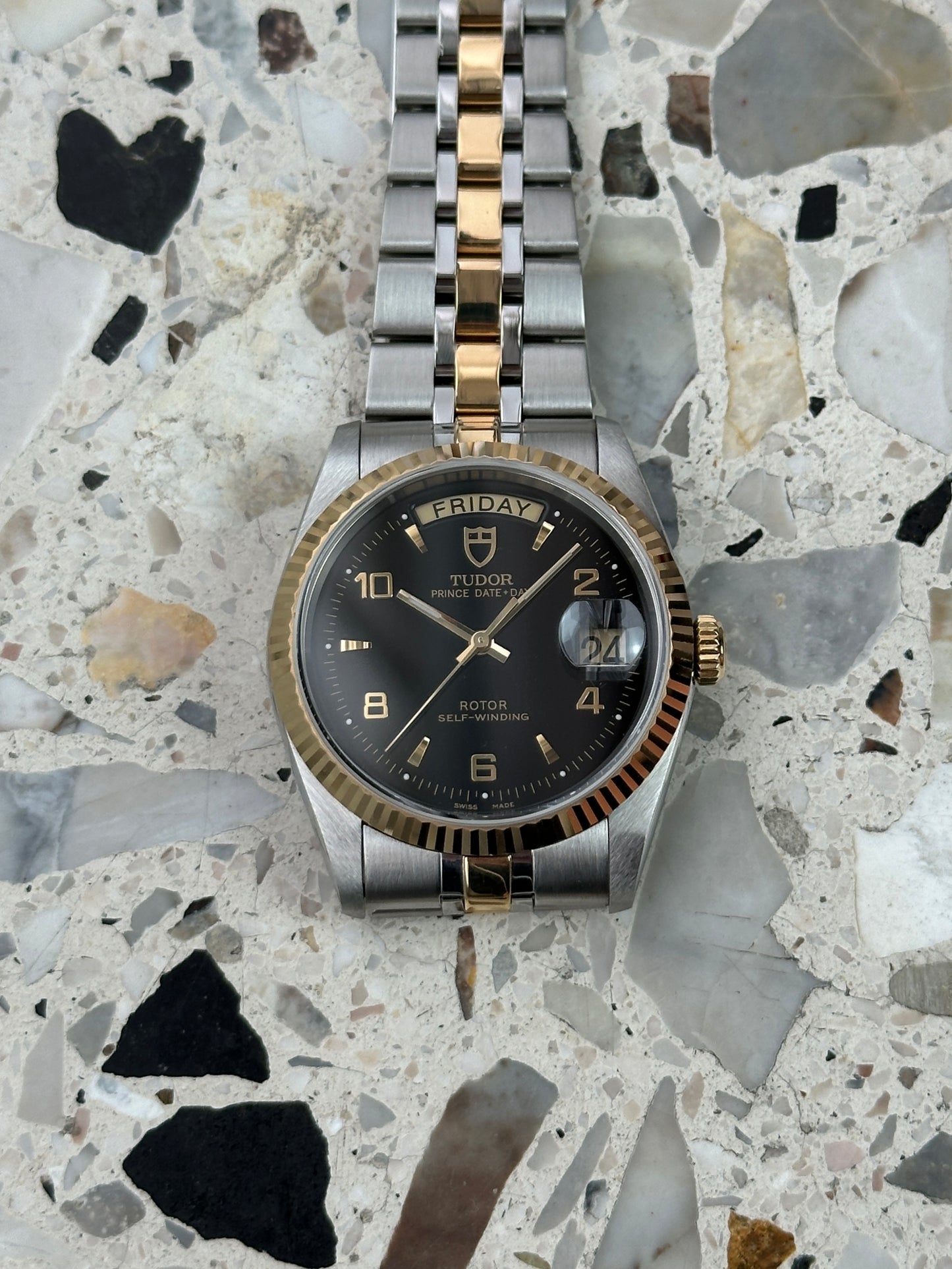 Tudor Prince Date Day (Full Set) 76213 - black arabic dial