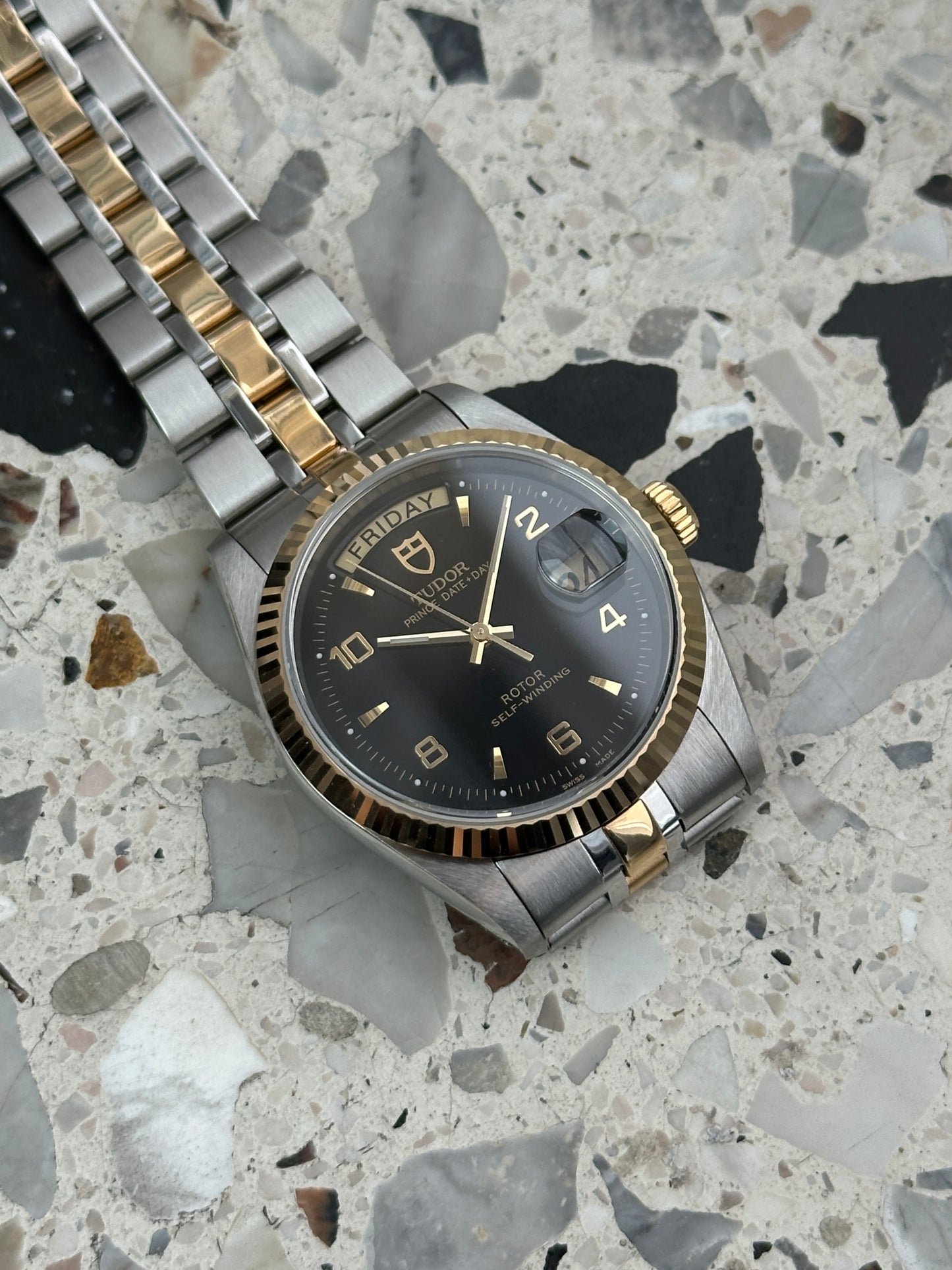Tudor Prince Date Day (Full Set) 76213 - black arabic dial
