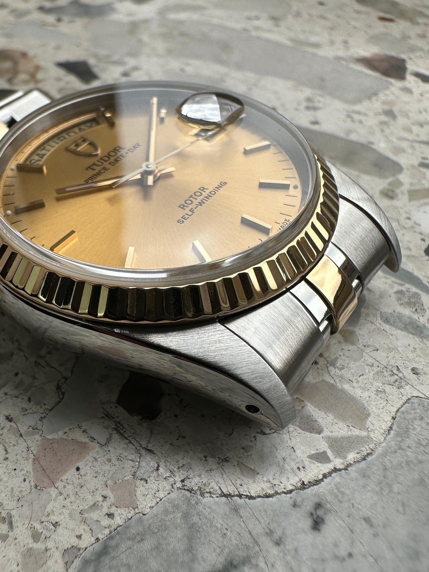 Tudor Prince Date Day (Box & Paper) 76213 - gold sunburst dial