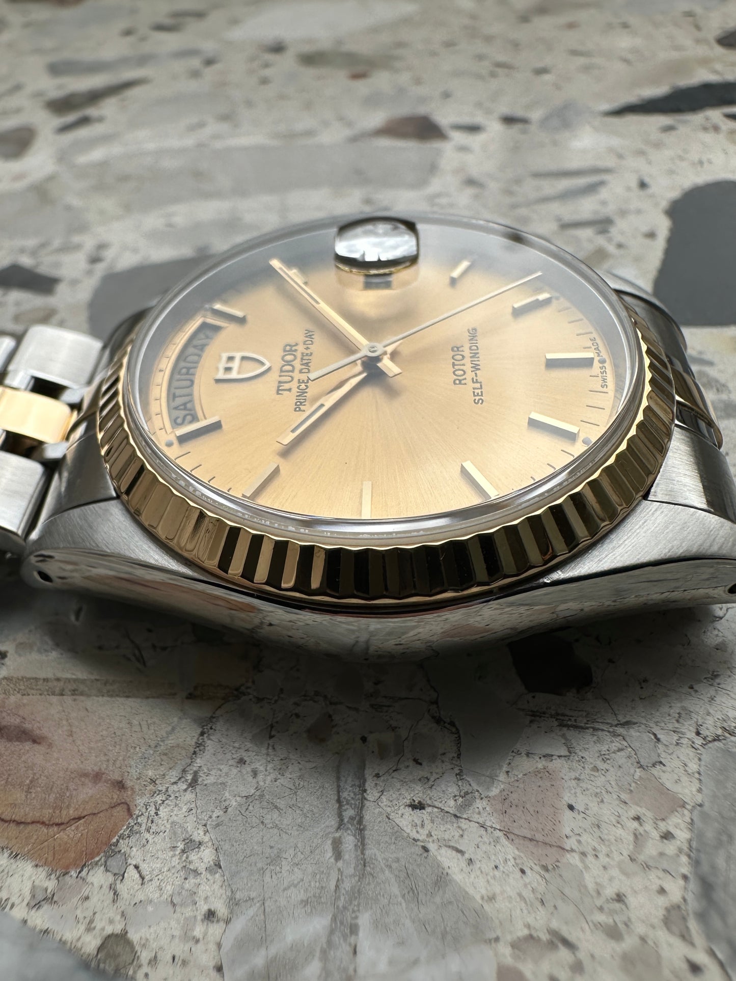Tudor Prince Date Day (Box & Paper) 76213 - gold sunburst dial