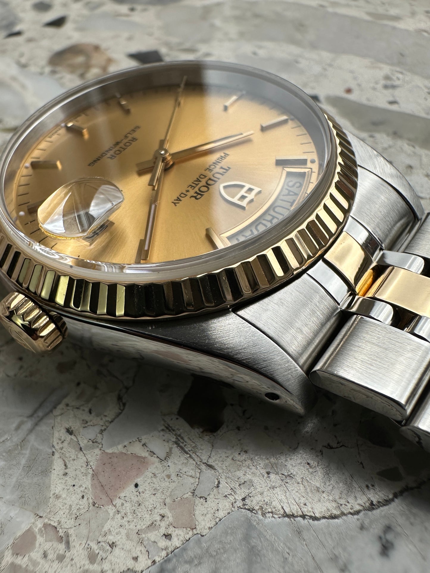 Tudor Prince Date Day (Box & Paper) 76213 - gold sunburst dial