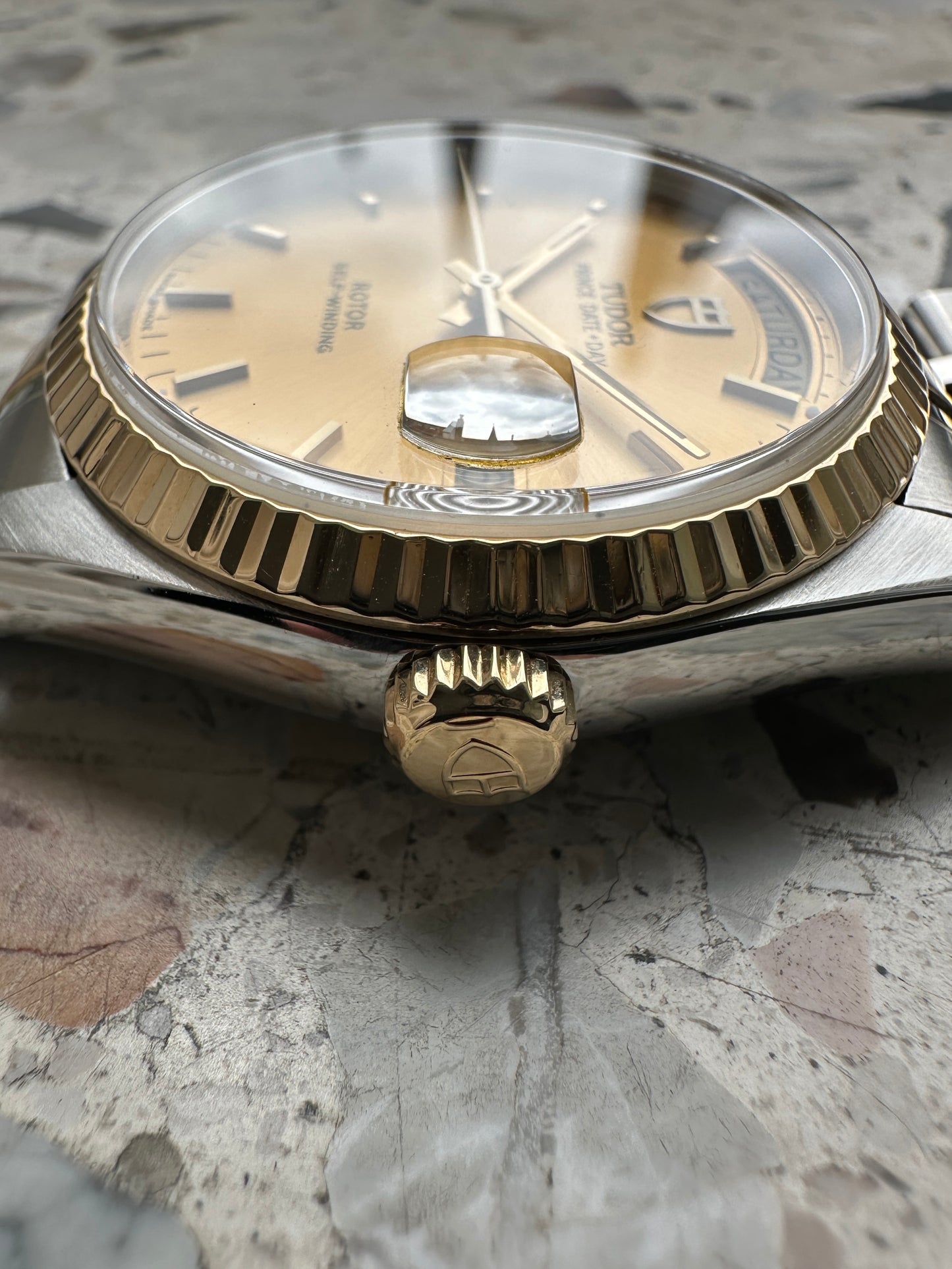 Tudor Prince Date Day (Box & Paper) 76213 - gold sunburst dial