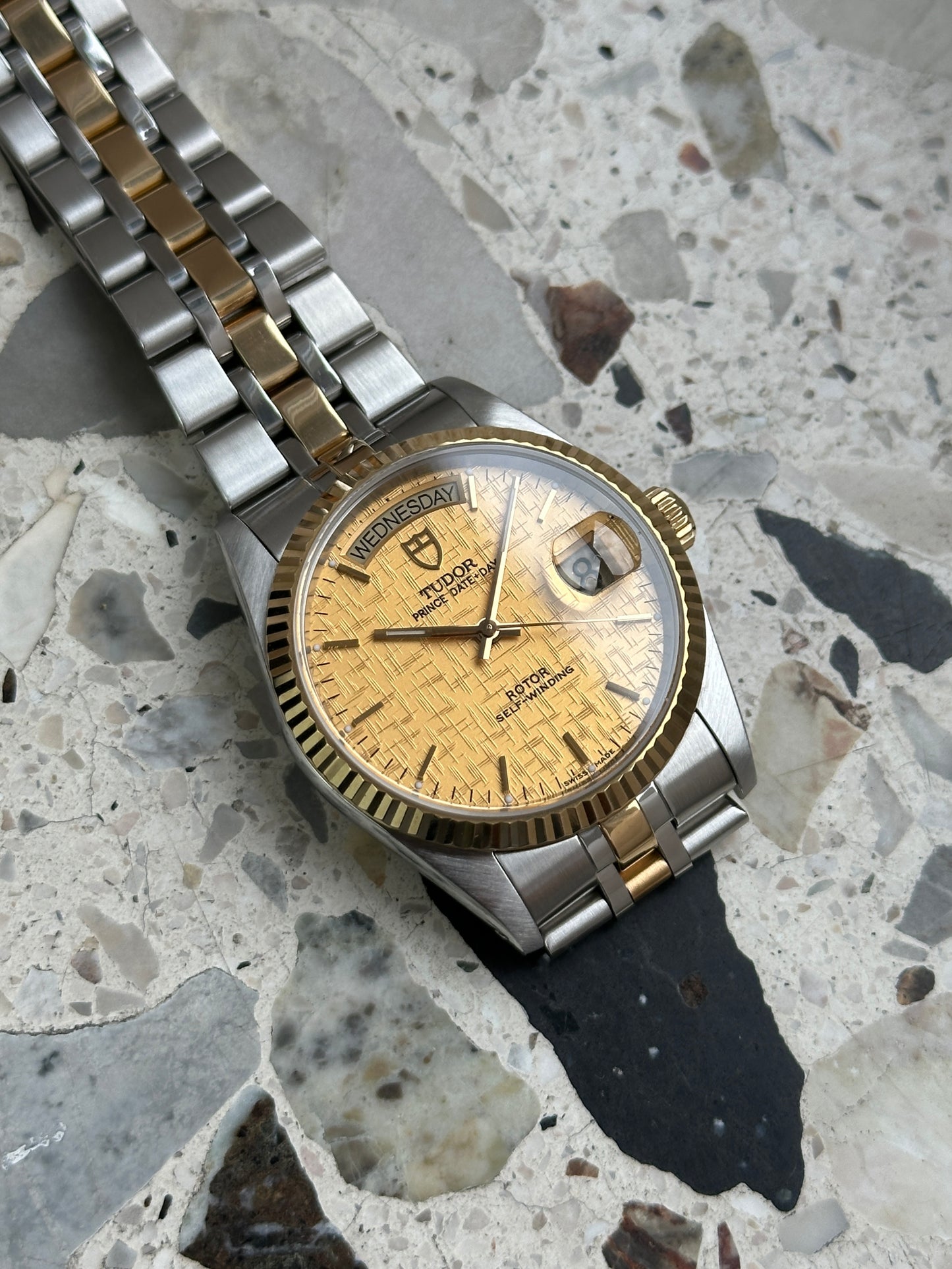 Tudor Prince Date Day (Full Set) 76213 - gold linen dial