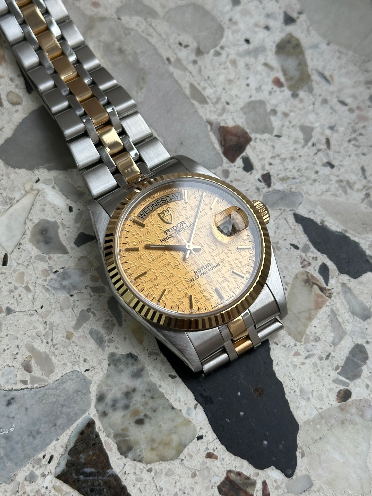 Tudor Prince Date Day (Full Set) 76213 - gold linen dial